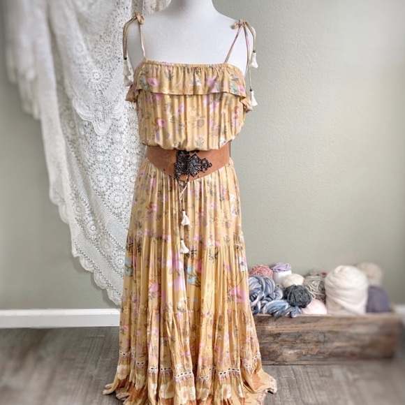 New Boho Gypsy Tassel Tie Floral Maxi Beach Dress - Picture 3 of 9